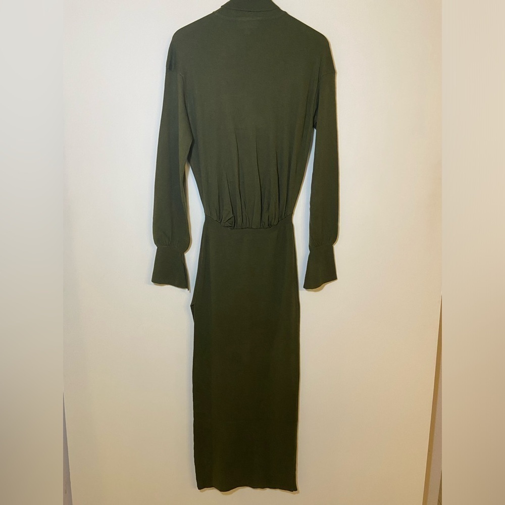 SER.O.YA NWT Diana Dress Long Sleeve Ruched Turtleneck with Slit Size M Green - Picture 8 of 14